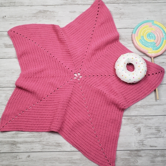Baby Blanket Star Baby Girl Newborn Hand Crafted Crochet Heirloom Adorable - Picture 3 of 8